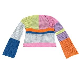 Crochet Multicolored Color Block Sweater
